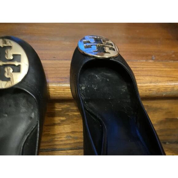 Tory Burch Amy Logo Pump Heels Shoes Womens Size 8.5M Black Leather Slip On - Picture 10 of 11